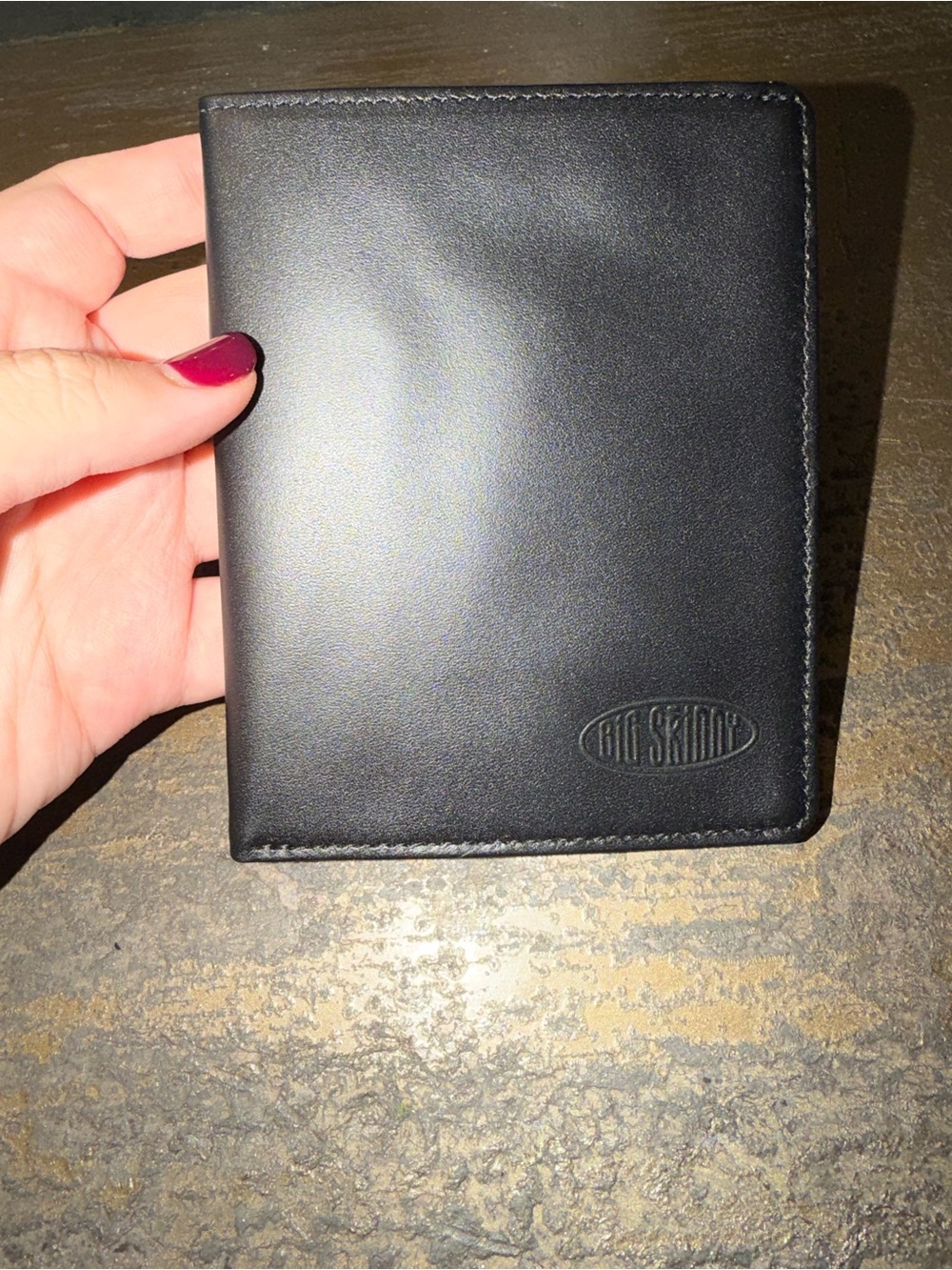 SKINN Black Leather Bifold Wallet with Subtle Embossed Logo
